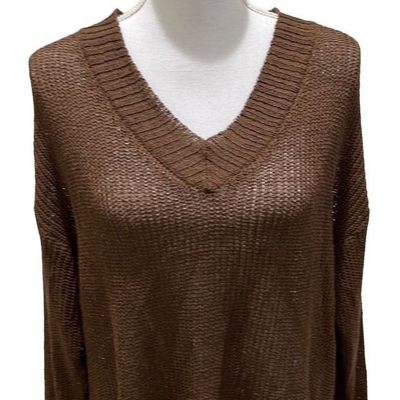LUMIERE women's chocolate brown sweater large long sleeve sweater cozy forest - Picture 3 of 6